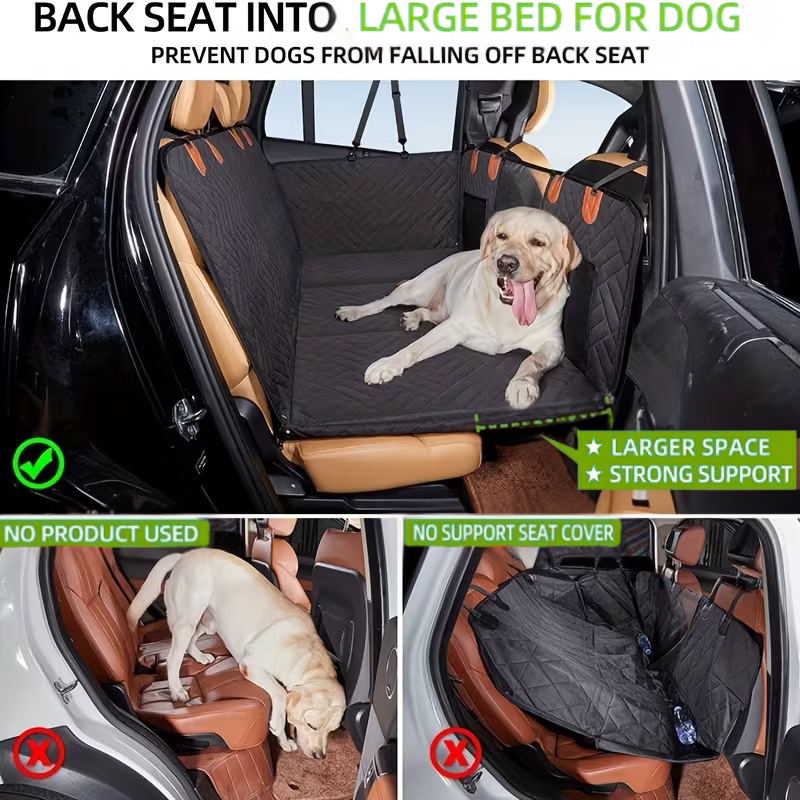 Dogvaro Waterproof Dog Car Hammock, Hard Bottom, Non-Slip Back Seat Protector